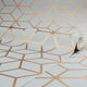 House of Alice Cubic Shimmer Geometric Wallpaper in Grey and Copper