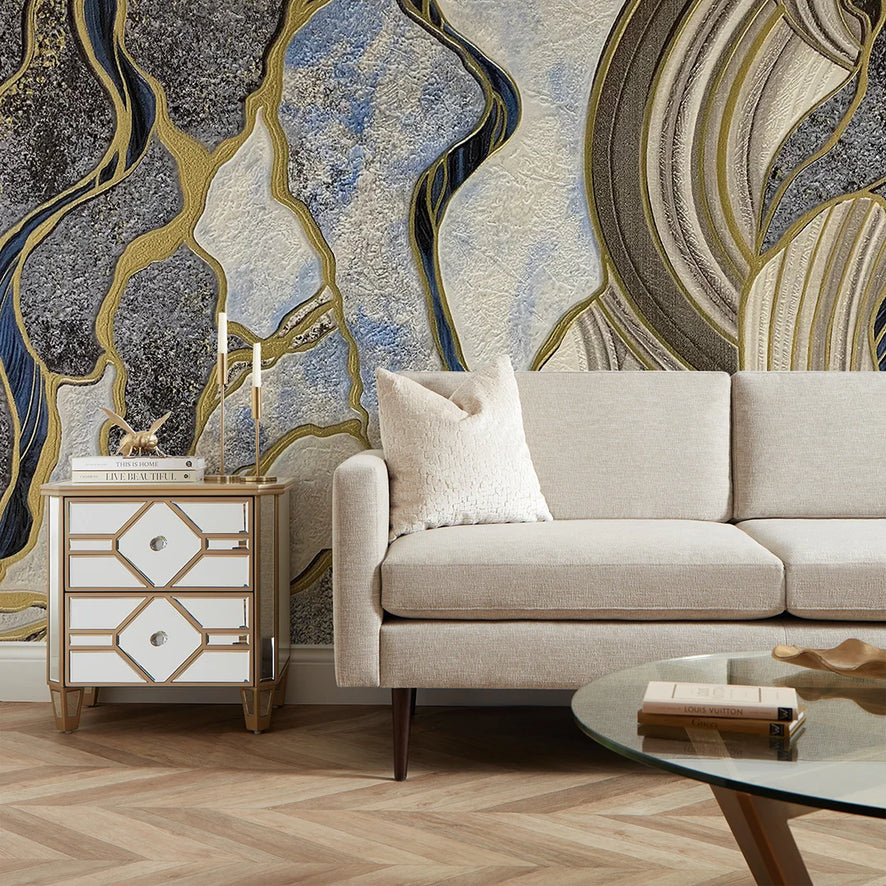 Hercules Mural in Navy and Gold