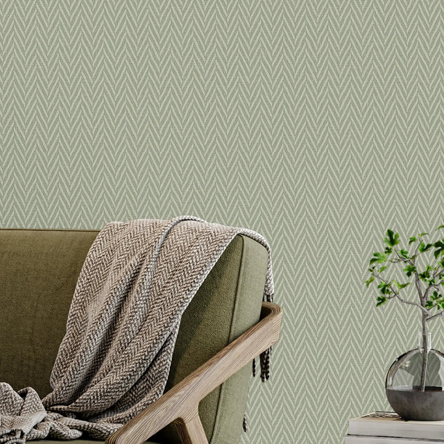 Herringbone Wallpaper in Sage