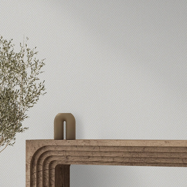 Herringbone Wallpaper in Soft Grey