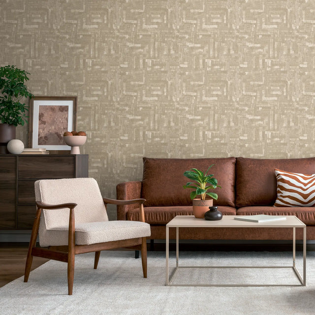 Hessian Weave Wallpaper in Fawn and Beige