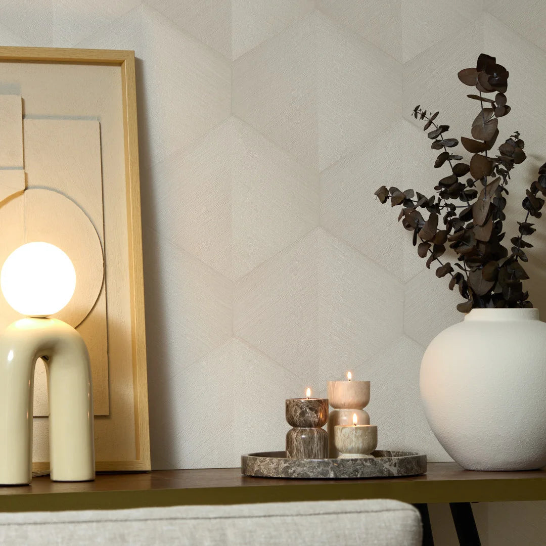 Hex Wallpaper in Ivory – I Love Wallpaper