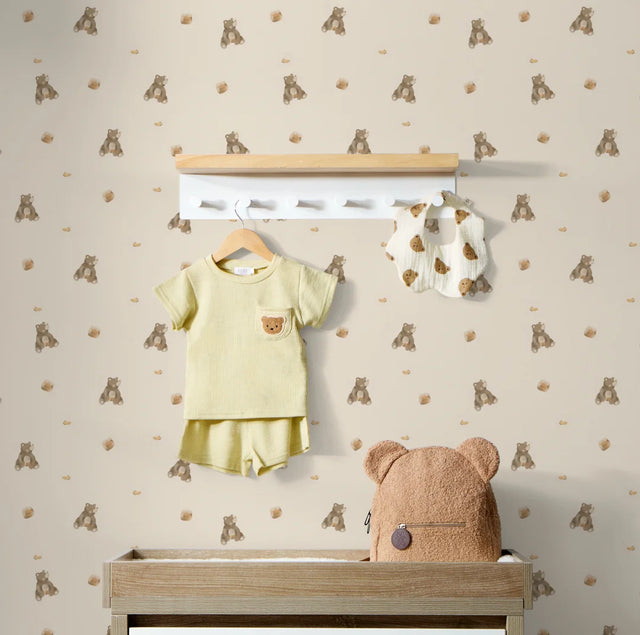 Honey Bear Wallpaper in Cream