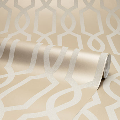 London Trellis Wallpaper in Gold