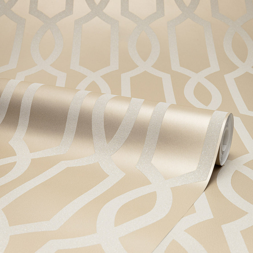 London Trellis Wallpaper in Gold