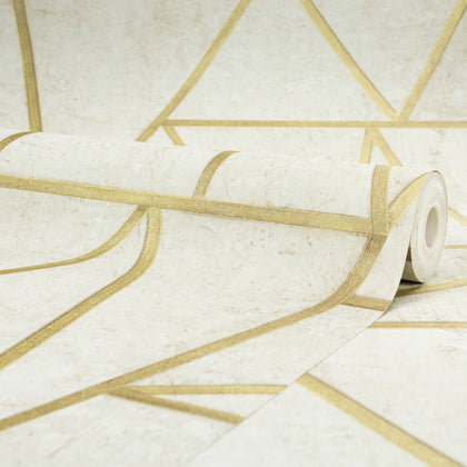 Metro Geometric Apex Wallpaper in Neutral Gold