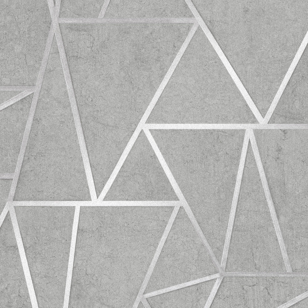Metro Geometric Apex Wallpaper in Grey & Silver