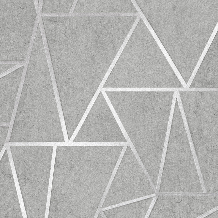 Metro Geometric Apex Wallpaper in Grey & Silver