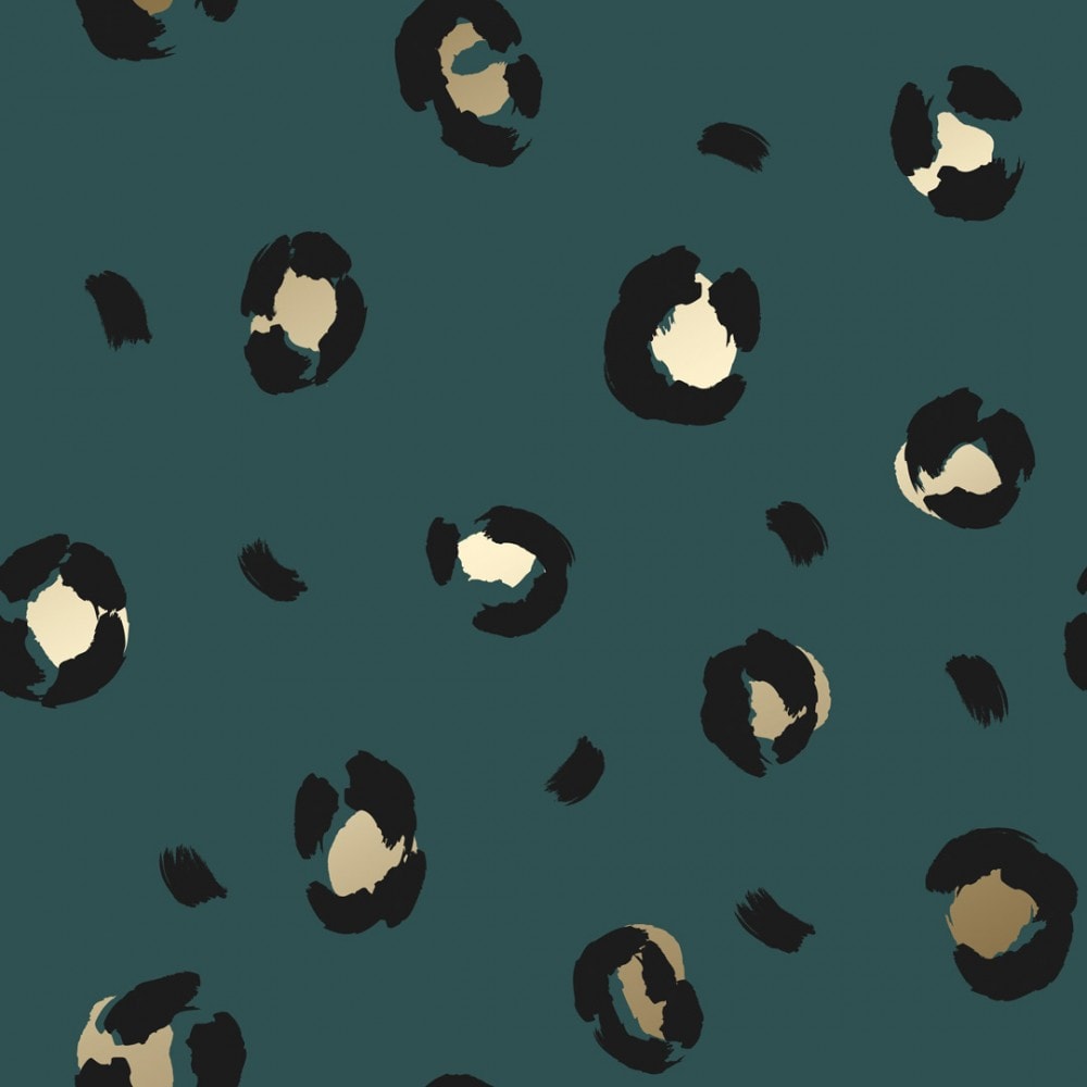Leopard Animal Print Wallpaper in Teal