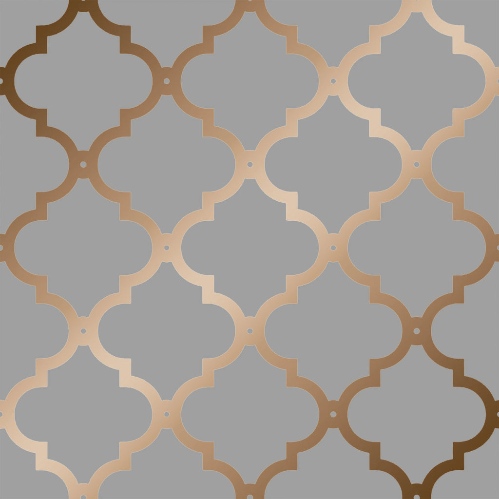 Morocco Trellis Wallpaper in Grey and Copper