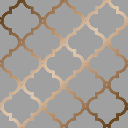 Morocco Trellis Wallpaper in Grey and Copper