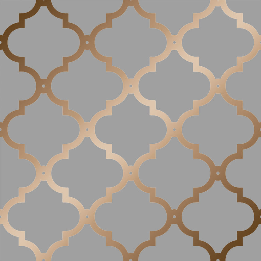 Morocco Trellis Wallpaper in Grey and Copper