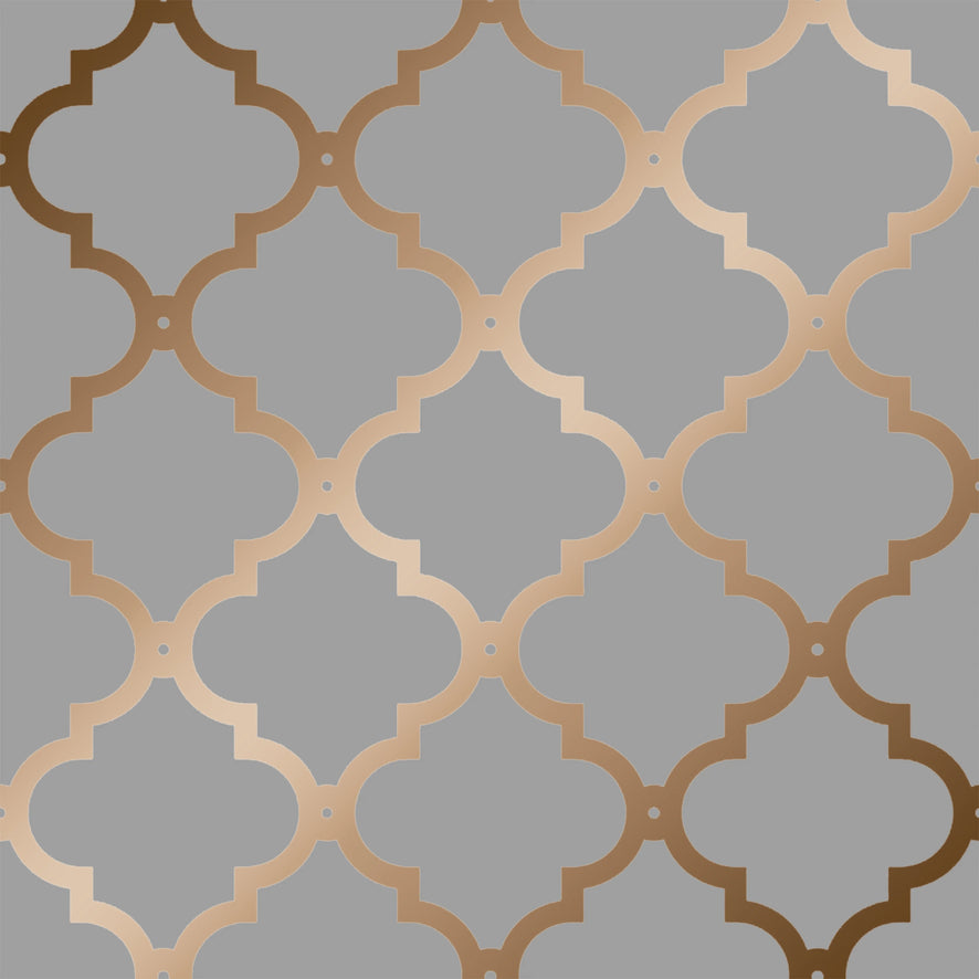 Morocco Trellis Wallpaper in Grey and Copper