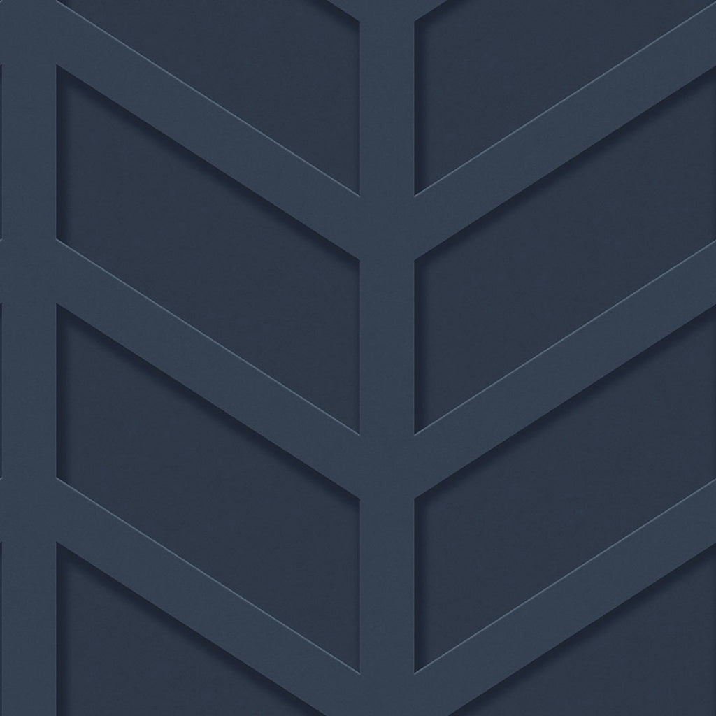 Chevron Panel Wallpaper in Dark Blue