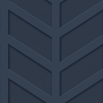 Chevron Panel Wallpaper in Dark Blue