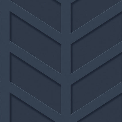 Chevron Panel Wallpaper in Dark Blue