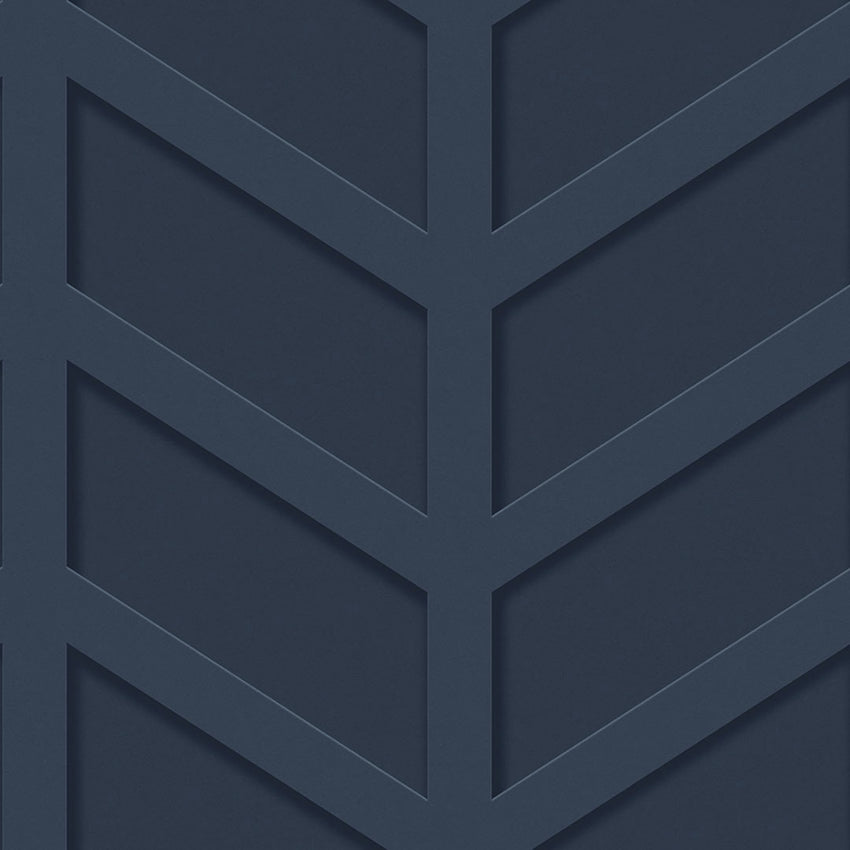 Chevron Panel Wallpaper in Dark Blue