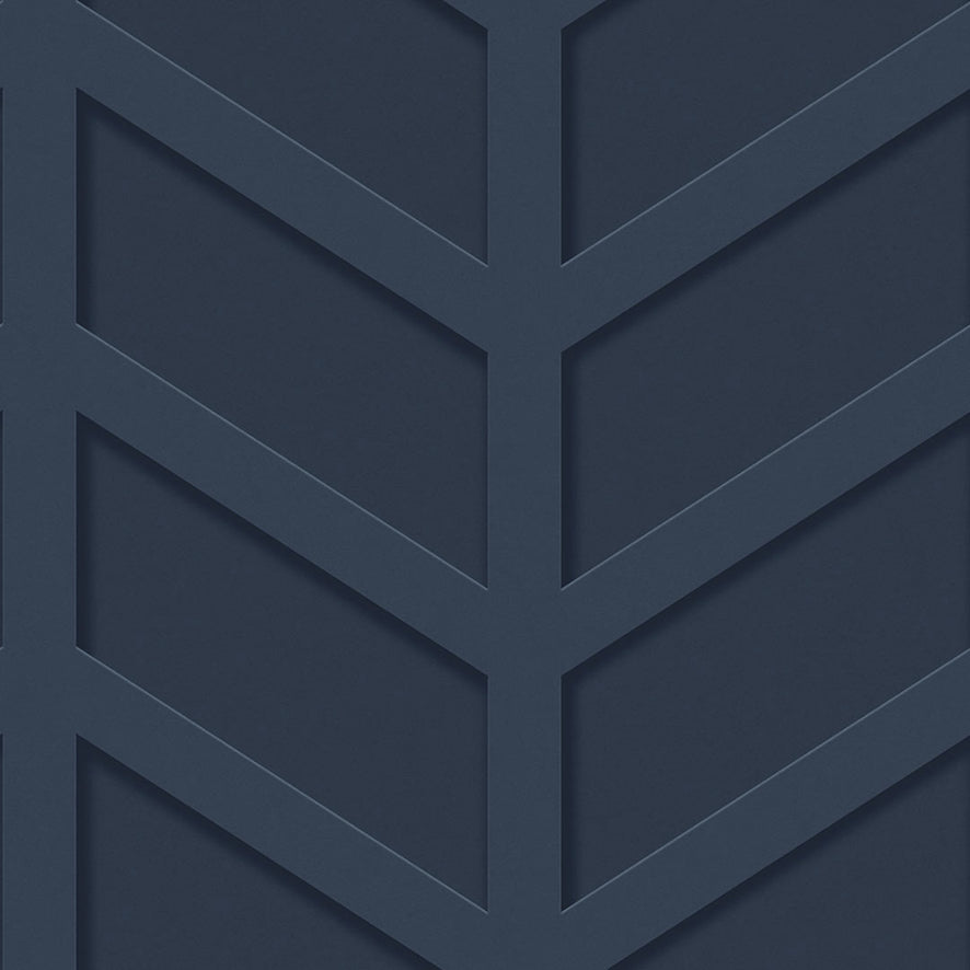 Chevron Panel Wallpaper in Dark Blue