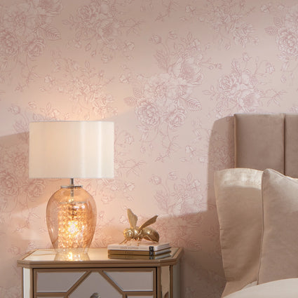 Romantic Roses Wallpaper in Pink