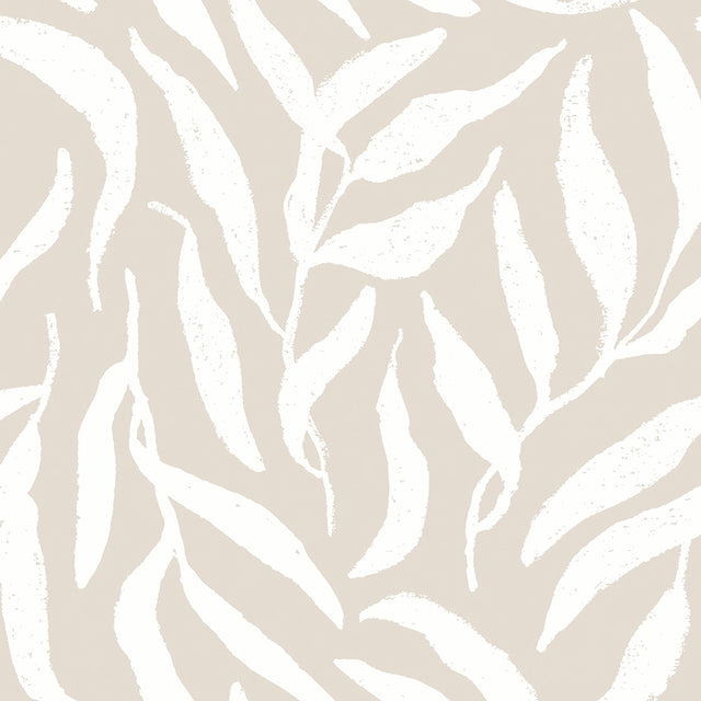 Olive Leaf Wallpaper in Almond Latte