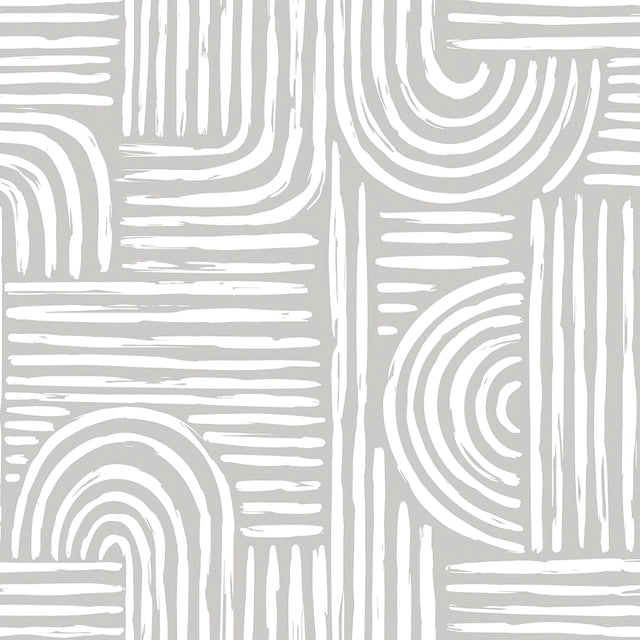 Raffia Curves Wallpaper in Warm Grey