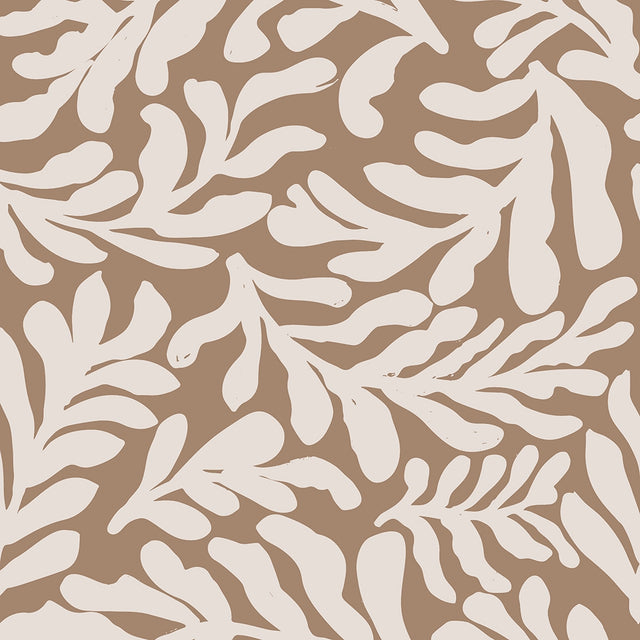 Coral Leaf Wallpaper in Mocha