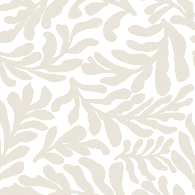 Coral Leaf Wallpaper in Almond Latte