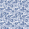 Folksy Floral Wallpaper in Blue on White