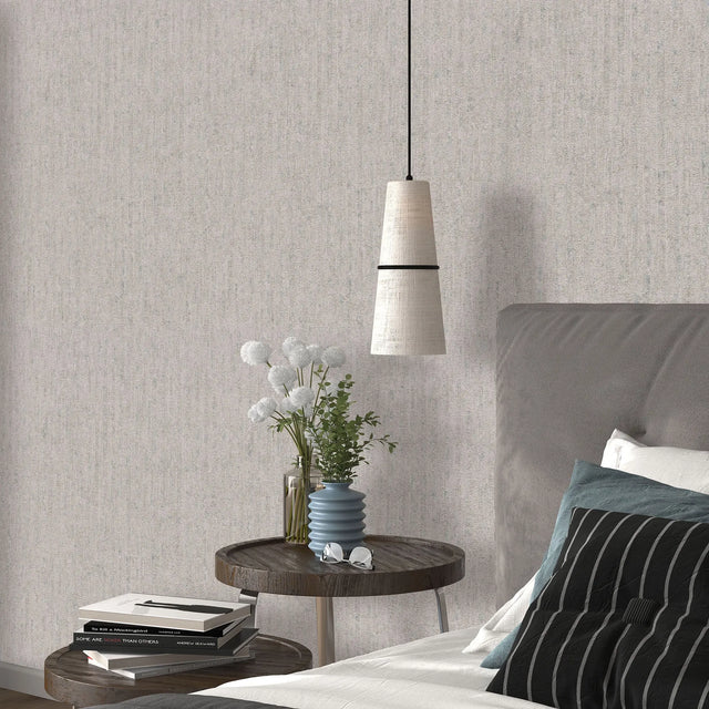 Seceda Wallpaper in Beige with Bluey Grey Metallic
