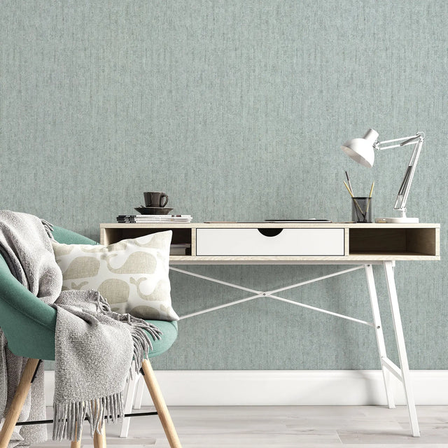 Seceda Wallpaper in Cool Blue with Silver Metallic