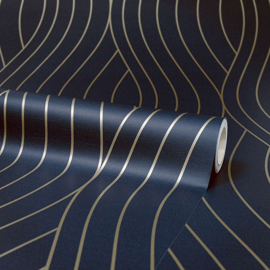 Motion Geo Wave Wallpaper in Navy