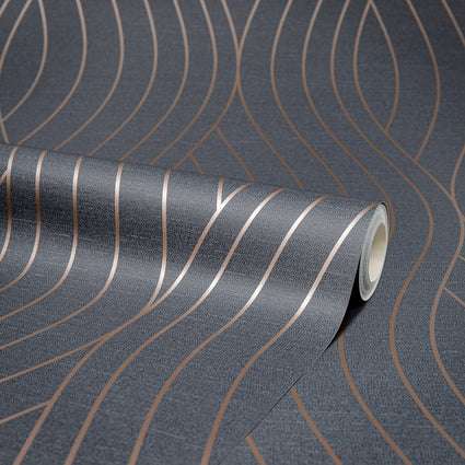 Motion Geo Wave Wallpaper in Charcoal