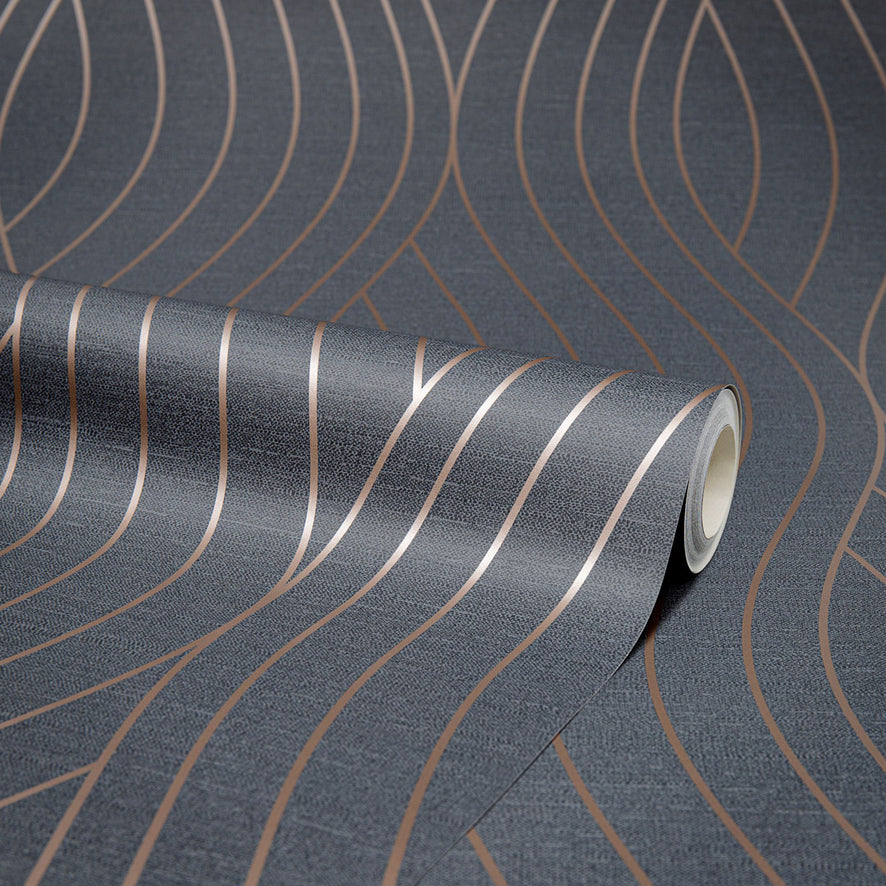 Motion Geo Wave Wallpaper in Charcoal