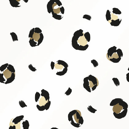 Leopard Metallic Animal Print Wallpaper in Black and Gold