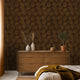 Large Speckled Leaf Wallpaper in Brown with Gold Foil
