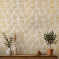 Large Speckled Leaf Wallpaper in Cream with Gold Foil