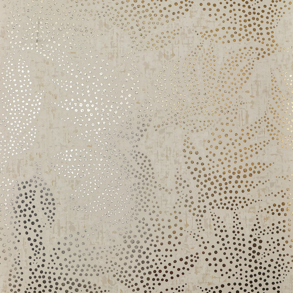 Large Speckled Leaf Wallpaper in Cream with Gold Foil
