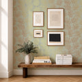 Large Speckled Leaf Wallpaper in Green with Gold Foil