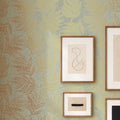 Large Speckled Leaf Wallpaper in Green with Gold Foil