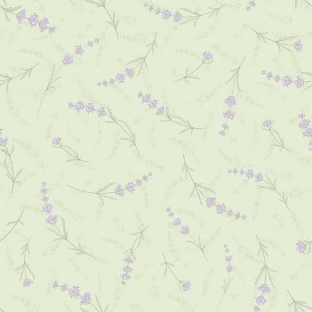 Lavender Cascade Wallpaper in Sage