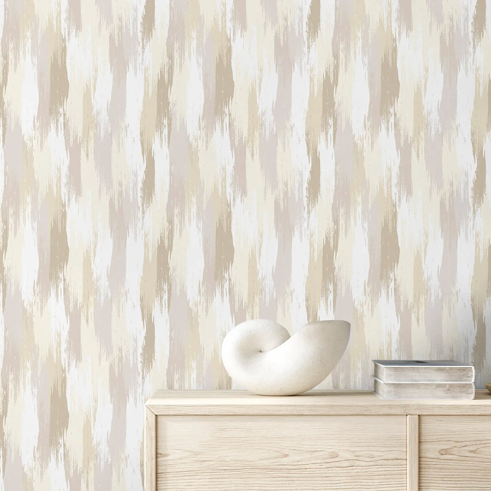 Layered Brushstrokes Wallpaper in Brown and Neutrals