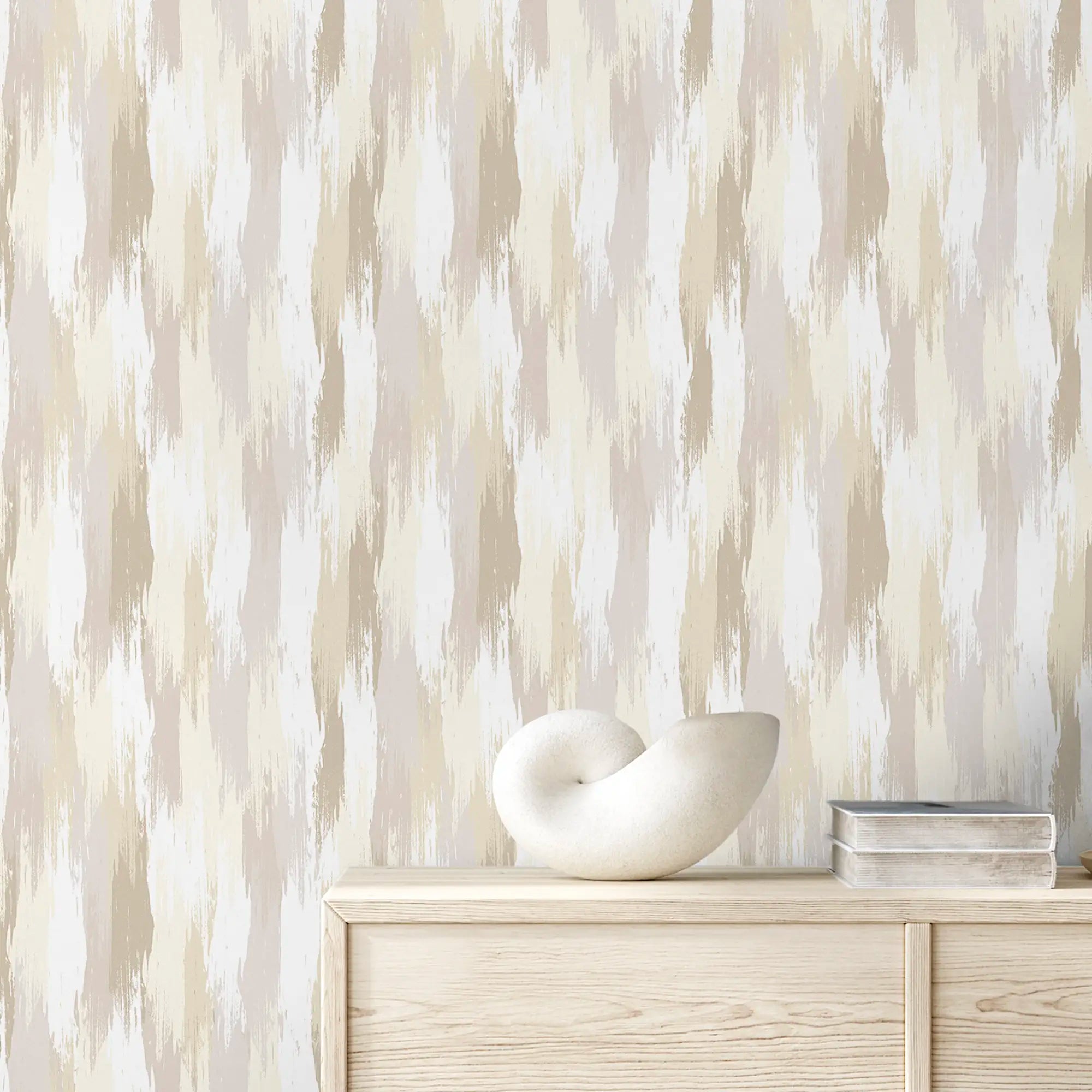 Layered Brushstrokes Wallpaper in Brown and Neutrals
