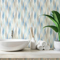 Layered Brushstrokes Wallpaper in Blues and Neutrals