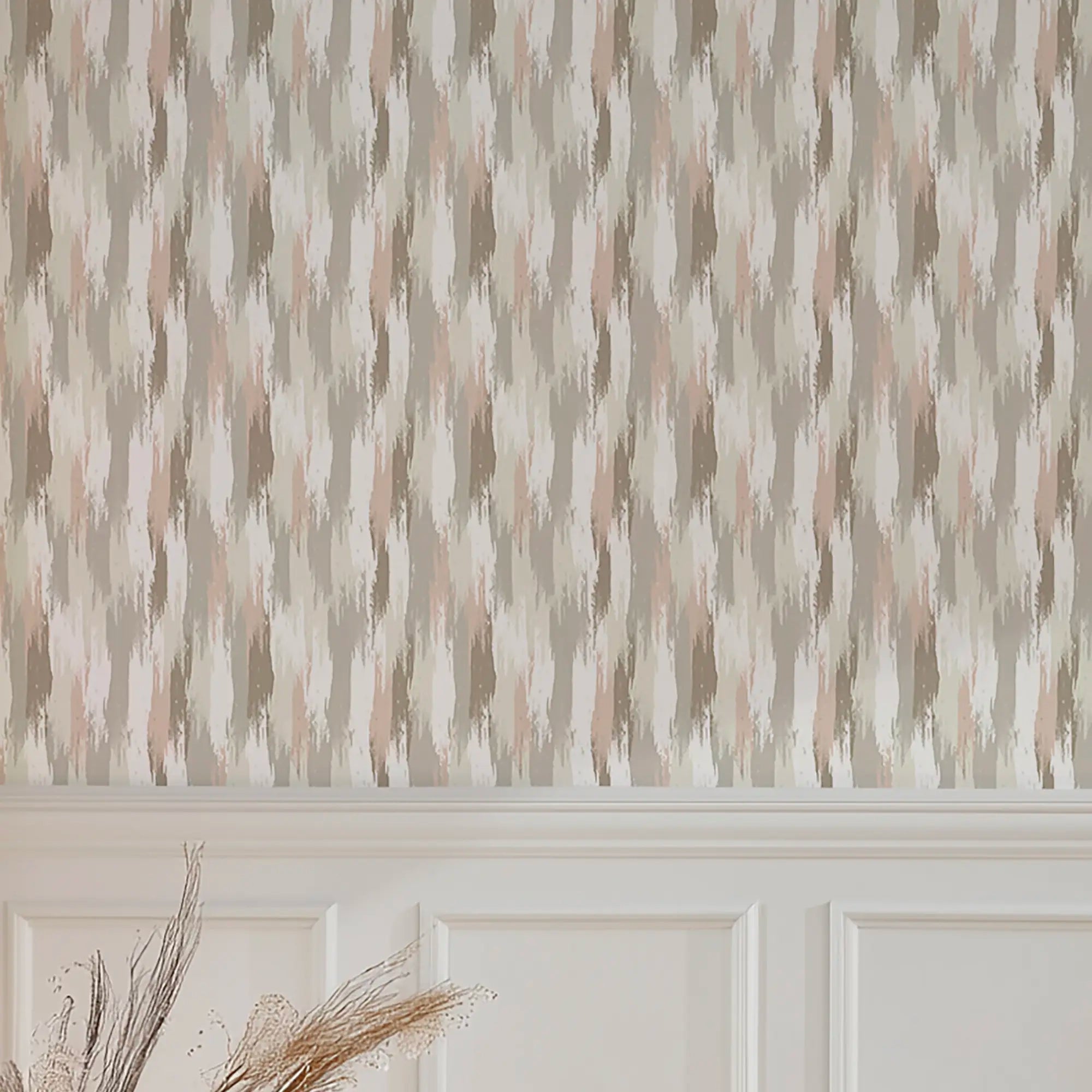 Layered Brushstrokes Wallpaper in Terracotta and Neutrals