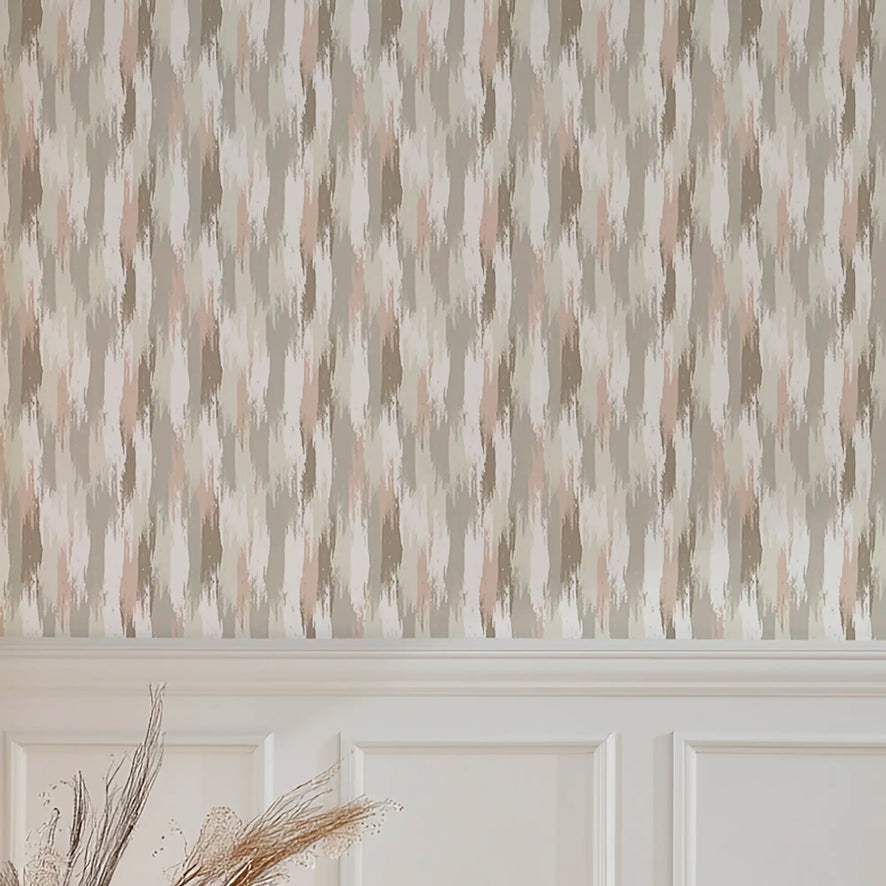 Layered Brushstrokes Wallpaper in Terracotta and Neutrals