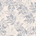 Layered Leaves Wallpaper in Blue on Cream