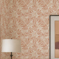 Layered Leaves Wallpaper in Terracotta on Cream