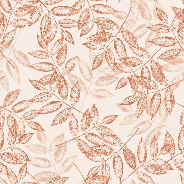 Layered Leaves Wallpaper in Terracotta on Cream