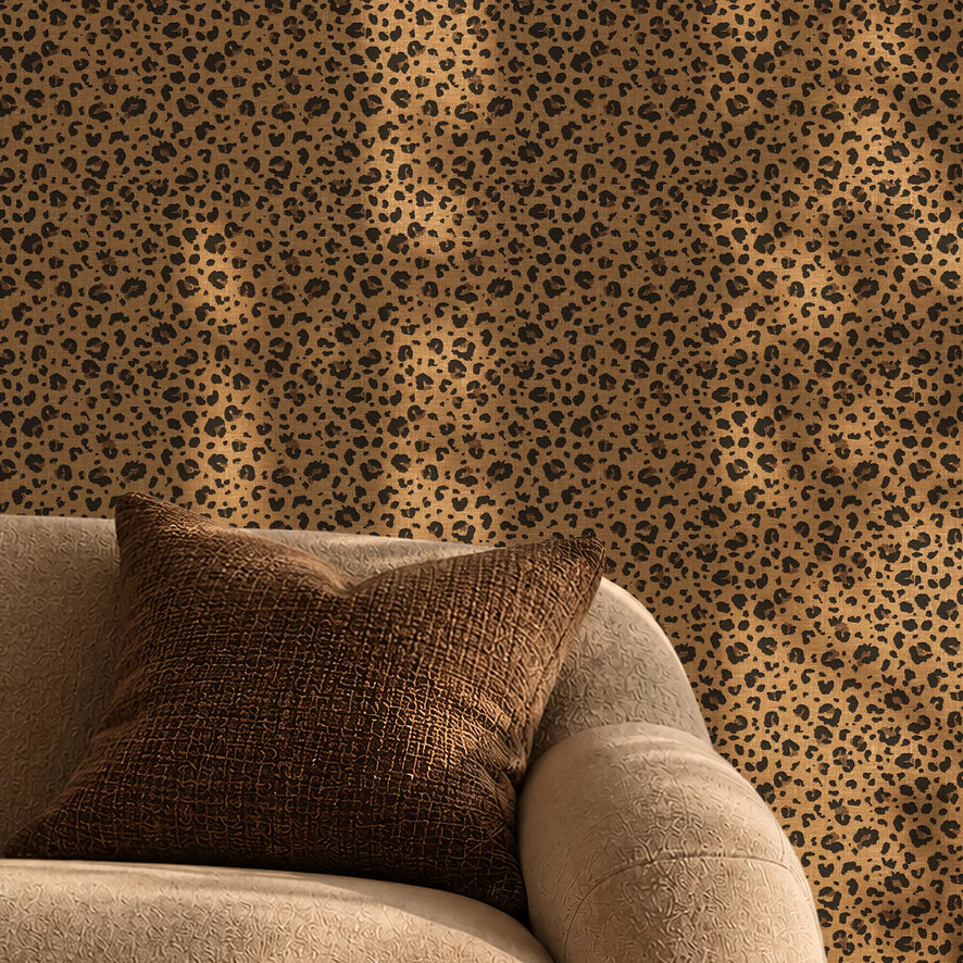 Leopard Spots Wallpaper in Brown and Black