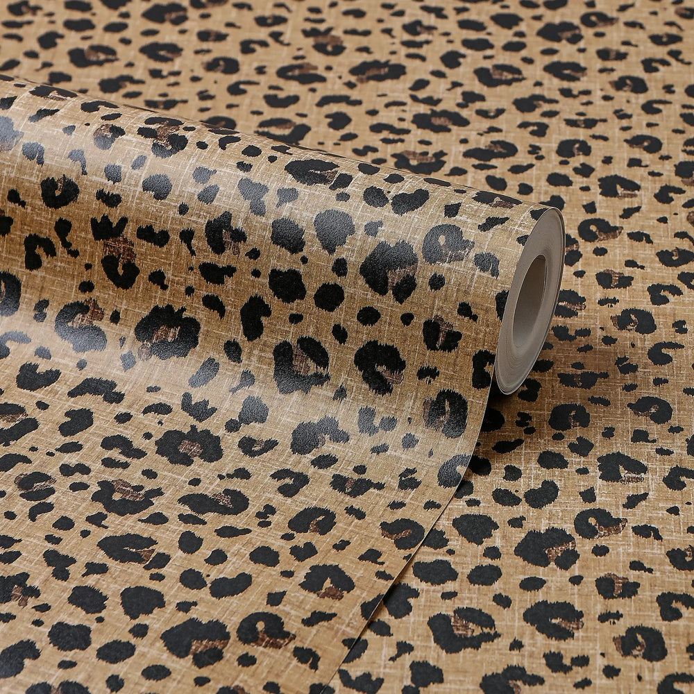 Leopard Spots Wallpaper in Brown and Black